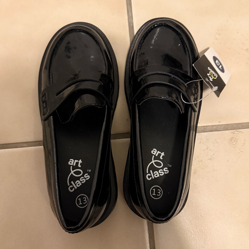 Art Class Girls Kids Black Loafers